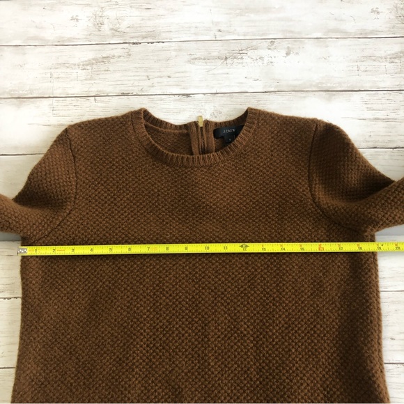 J.CREW Women Brown/White Crewneck Back Zip Pullover knit Shirt Tail Sweater Sz S - Picture 7 of 11